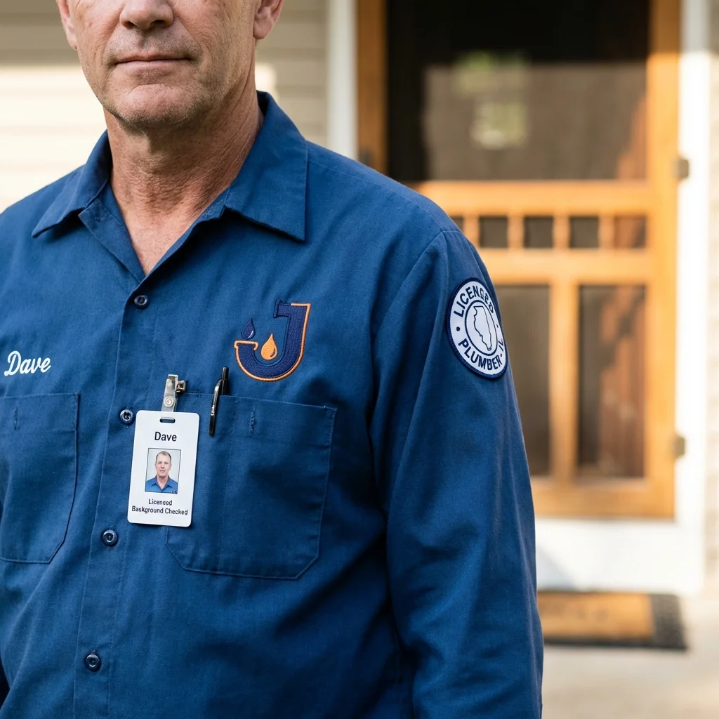 Licensed plumber showing ID badge in Santee, CA