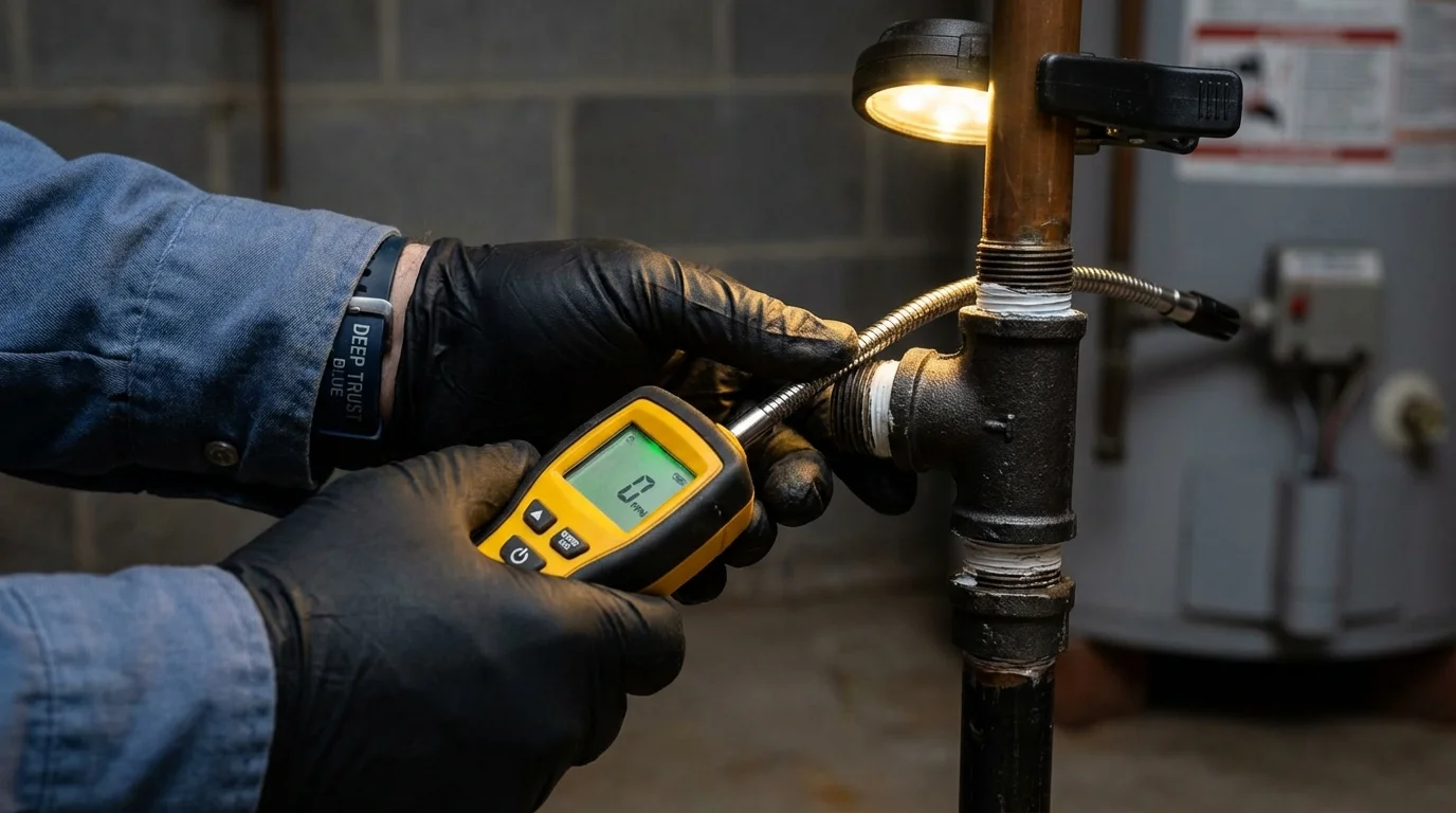 Gas leak detection with electronic sniffer by Johns Plumbing LLC in Santee